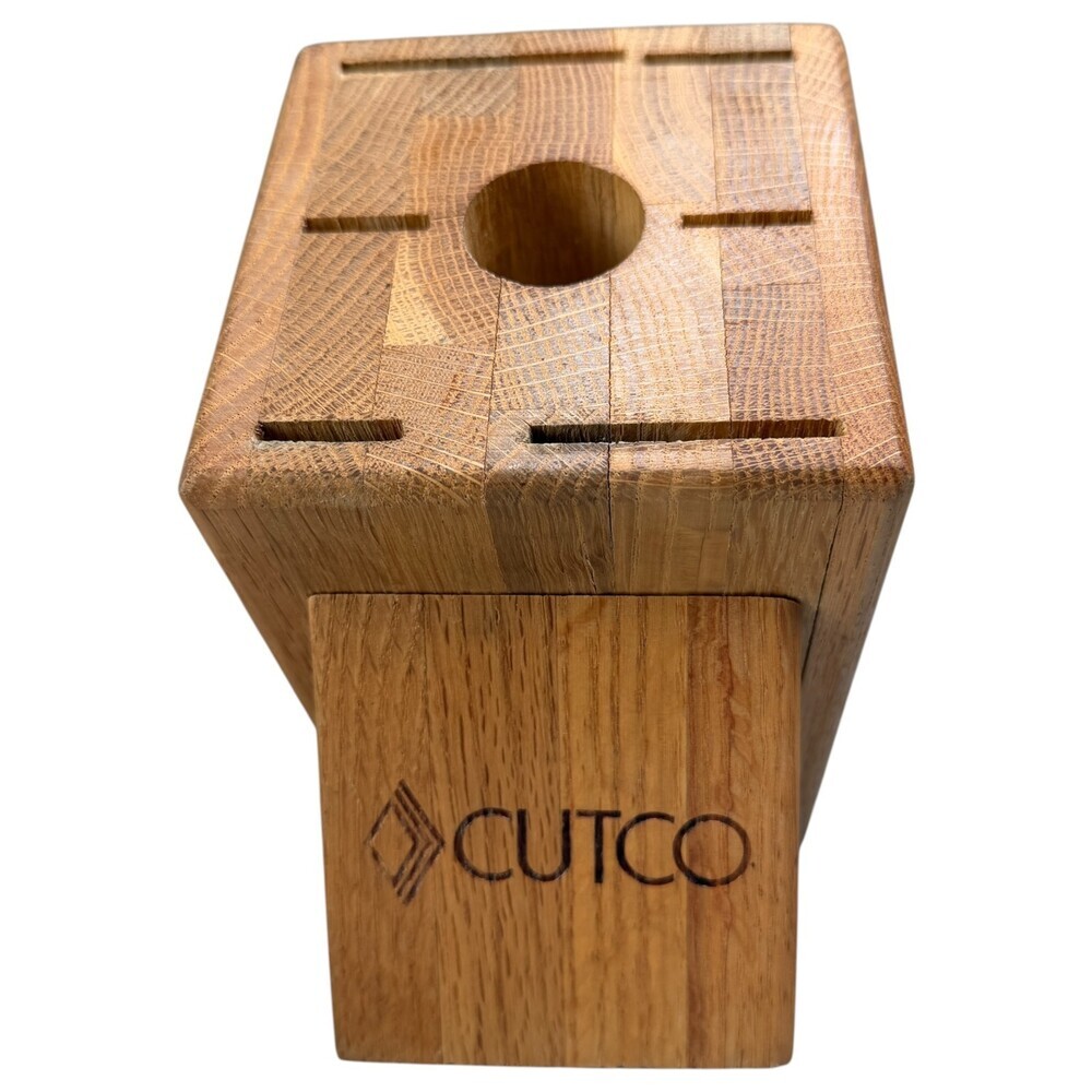 Cutco Oak Knife Block 6 Slot / 1 Utility Hole Countertop Holder Wood Made in USA